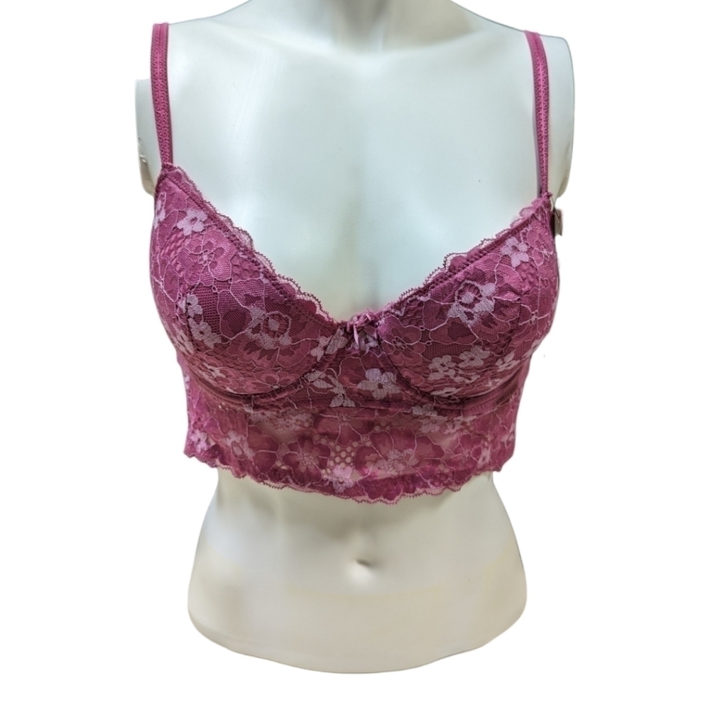 Adored by‎ Adore Me Payal Longline Underwire Floral Lace Demi Cup Bra 32B New